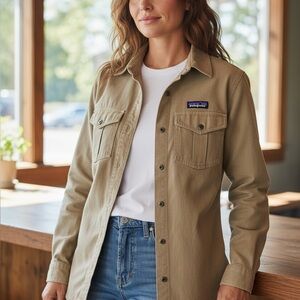 Patagonia Tan Button-Up Work Shirt Jacket